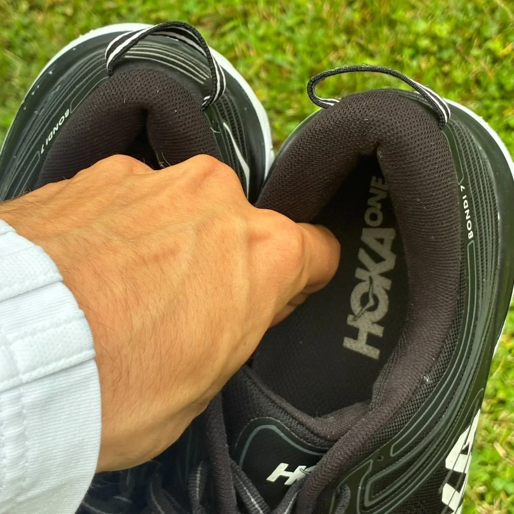 Hoka Bondi 7 Black White Men's Road Running Sneakers Size 12.5